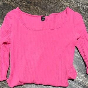 SHEIN Hot Pink Ribbed Blouse